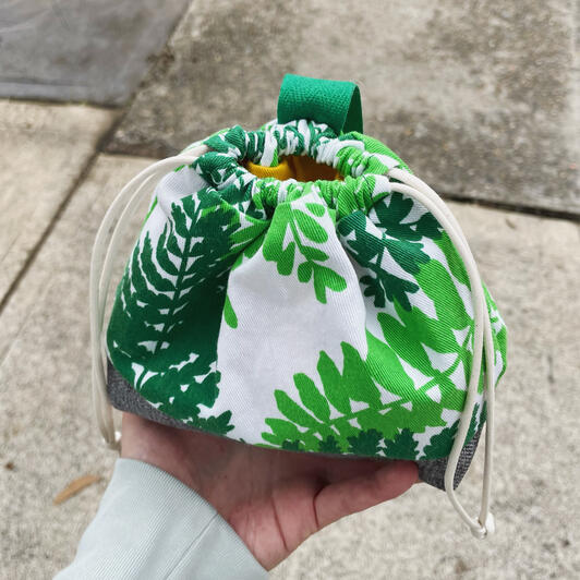 Handmade drawstring bag with wrist loop Handmade drawstring bag with wrist loop